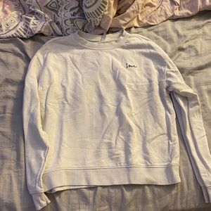 White Crewneck with love in the corner